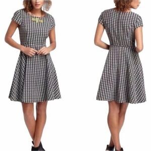ANTHROPOLOGIE | MAEVE Black & White Cap Sleeve Fit & Flare Dress Women’s Size 6
